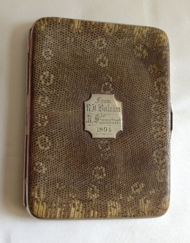 Snakeskin and silver cigar case, 1894