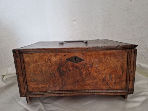 Burl wood document box, 19th century