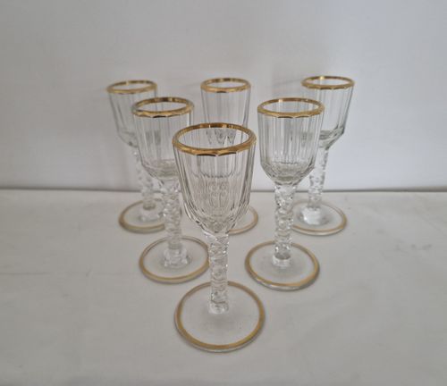 Set of 6 crystal wine glasses, circa 1800
